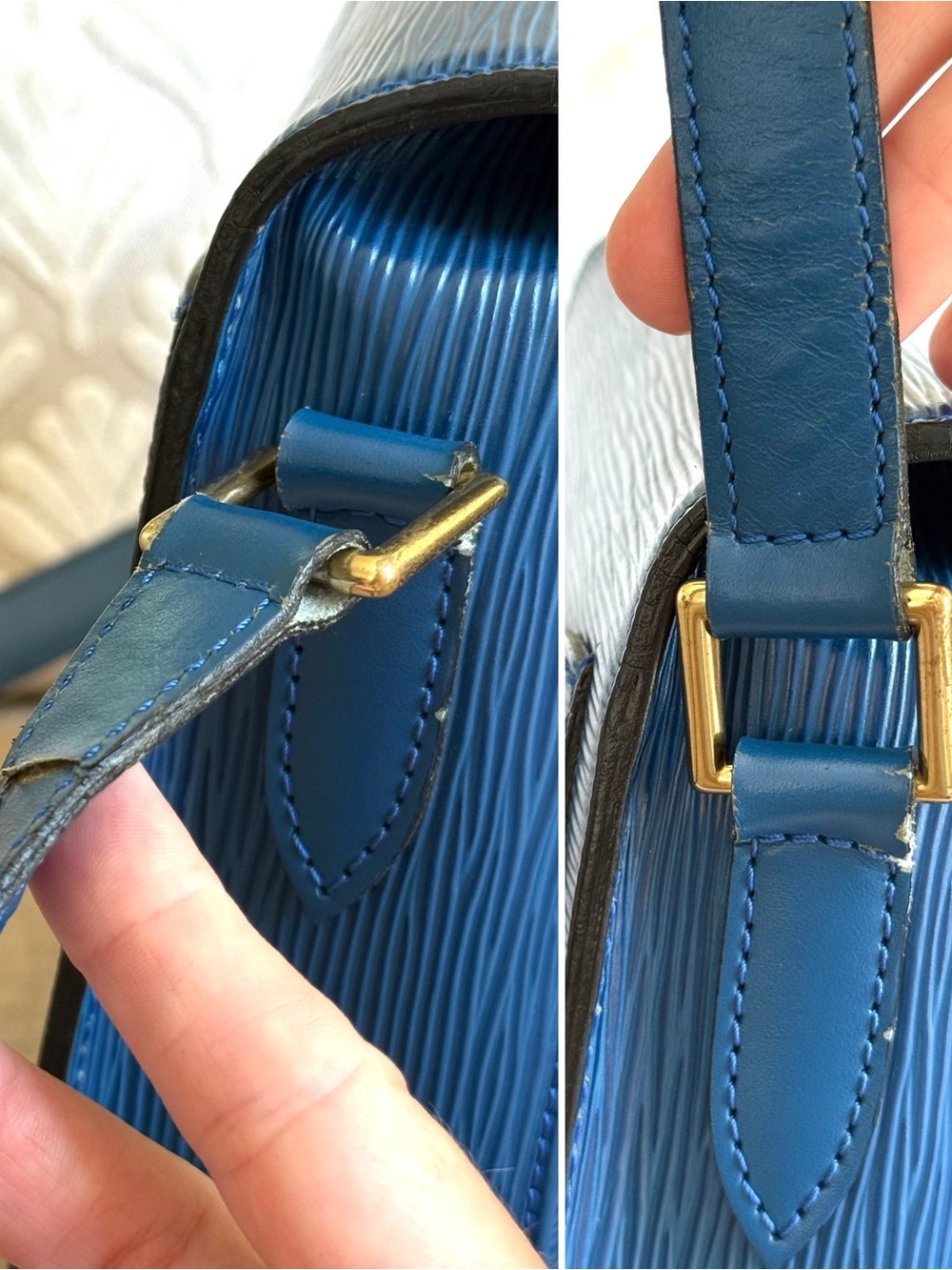 Authentic Louis Vuitton Saint Cloud GM shoulder bag blue Epi leather M51242 LV - Picture 10 of 16